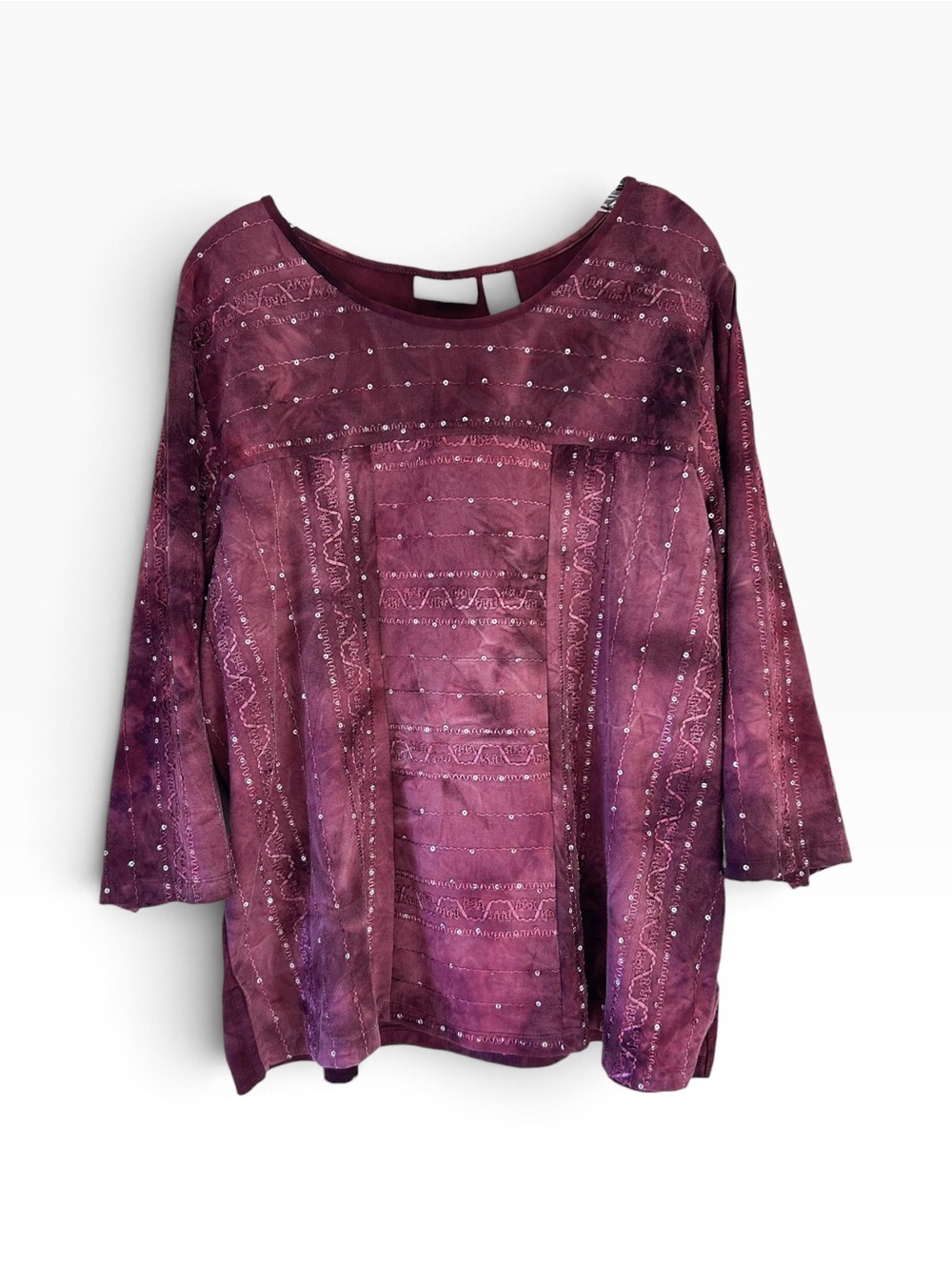 Vintage 90s Plum Embellished Whimsical Long-Sleeve Fairy Top